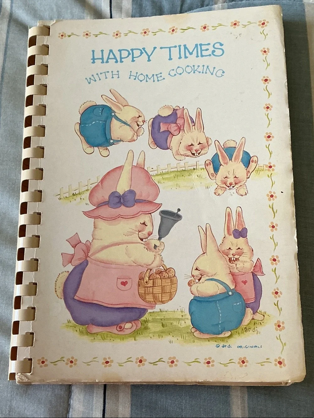 Happy Times With Home Cooking Vintage Bunny Cookbook Cover